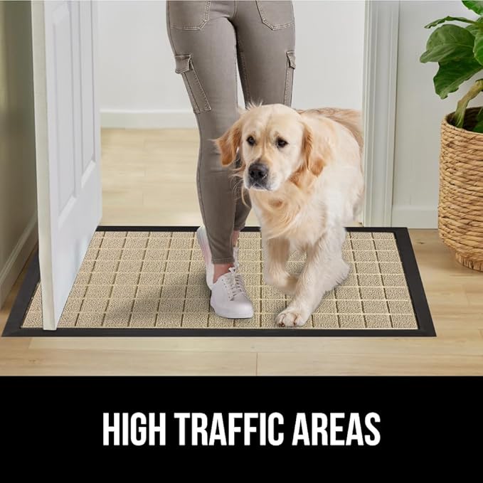 GORILLA GRIP 100% Waterproof All-Season WeatherMax Doormat US Designed Natural Rubber, Stain and Fade Resistant, Low Profile Indoor Outdoor Door Mats, Easy Clean Patio Mat, 23x35, Taupe Grid - Image 6