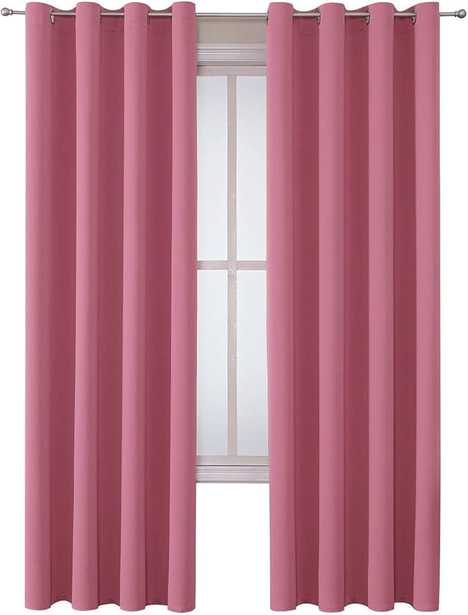 ChrisDowa Grommet Room Darkening Curtains for Bedroom and Living Room - 2 Panels Set Thermal Insulated Blackout Curtains (Pink, 52W x 84L) - Image 7