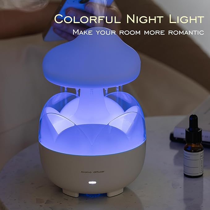 Raindrop Portable Humidifier,Cloud Essential Oil Diffuser,230ml Capacity,Remote Control,with Night Light and Waterless Auto Shut-Off,for Office Room Bedroom Livingroom - Image 3