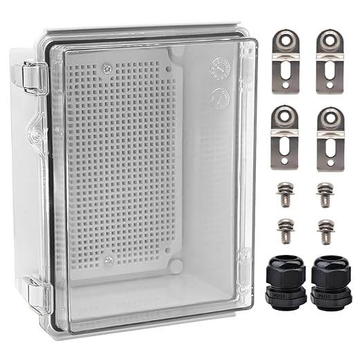 Outdoor Waterproof Electrical Box Junction Box Weatherproof IP67 ABS Plastic Enclosure Switch Router Project Box Electronics Enclosure with Mounting Plate Wall Bracket Clear 8.7"x6.7"x4.3" by YETLEBOX