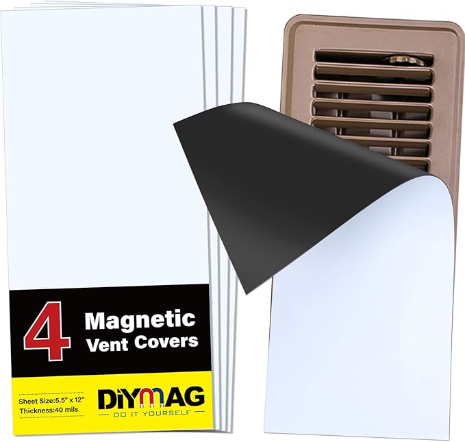 DIYMAG 4Pack Strong Magnetic Vent Covers, Magnets for Home Floor Standard Air Register, 5.5" x 12" Magnetics for Floors Wall and Ceiling Registers, Homes and RV, HVAC by DIYMAG