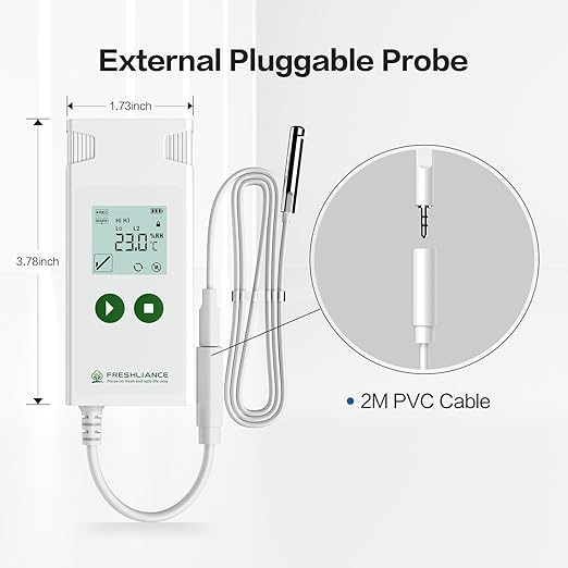 Freshliance Temperature Humidity Data Logger, Reusable Temperature Recorder with High Accuracy External Probe, Configurable USB Temperature Monitor 35000 Points PDF CSV Report, Atlas Log-TH - Image 3