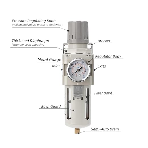 Air Compressor Water Separator Filter 1/2" NPT 150 PSI,Compressed Filter Regulator Combo,5 Micron Moisture Trap for Pneumatic Tools - Image 2