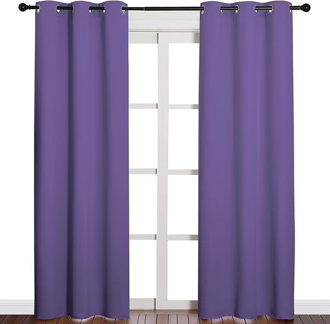 NICETOWN 84 inches Blackout Curtains for Office and Theater, Thermal Insulated Solid Grommet Drapes for Living Room (Lilac Purple, 1 Pair, 42 inches Wide) - Image 2