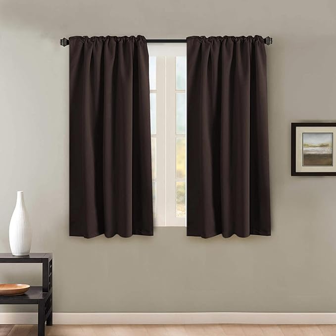 H.VERSAILTEX Blackout Curtains Thermal Insulated Window Treatment Panels Room Darkening Blackout Drapes for Living Room Back Tab/Rod Pocket Bedroom Draperies, 52 x 63 Inch, Chocolate Brown, 2 Panels - Image 2
