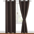 Hiasan Blackout Curtains for Bedroom, 42 x 84 Inches Long - Thermal Insulated & Light Blocking Window Curtains for Living Room, 2 Drape Panels Sewn with Tiebacks, Brown by Hiasan