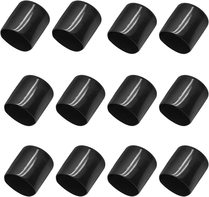 12Pcs Round Chair Leg Caps 1-1/2 Inch (38mm) ID Vinyl Flexible Bolt Chair Feet Covers Screw Thread Chair Leg Protectors for Chair Desk Table Sofa（Black） by Bonsicoky