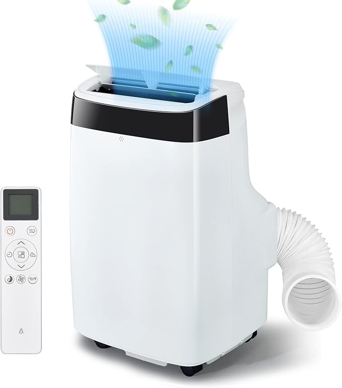 GarveeLife 10000 BTU Portable Air Conditioner – 3-in-1 AC with Remote, Dehumidifier & Fan, 3 Speeds, 24H Timer, Quiet, Cools Up to 450 Sq.Ft – Home, Office, Bedroom, Dorm – Black + White, US Standard by GarveeLife