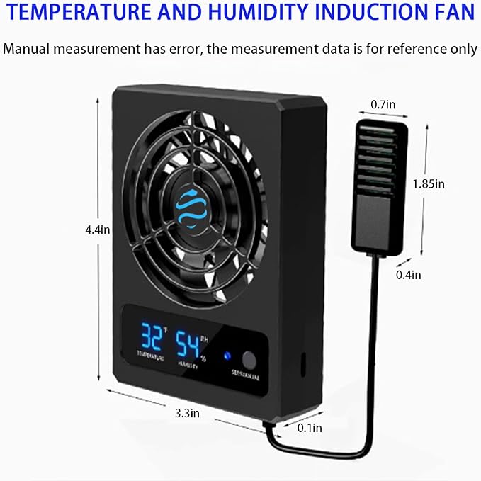 Reptile Ventilation Fan with Humidity Control & High Temp Alarm, Smart Hygrometer for Bearded Dragon, Leopard Gecko, Snake Tank – Quiet Fan with Dual LED Display for Reptile Enclosure - Image 3