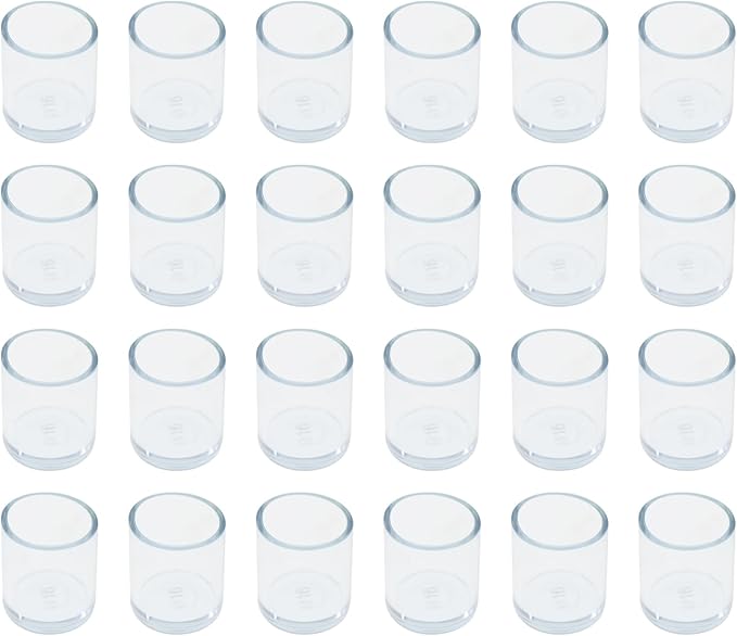 Round Chair Leg Caps,PVC Furniture Feet Covers,TTZEZE Transparent Round Floor Protectors,Clear Table Feet Covers Preventing Plastic Chair Leg Covers Scratches and Noise 16mm/0.63'', 24 by TTZEZE