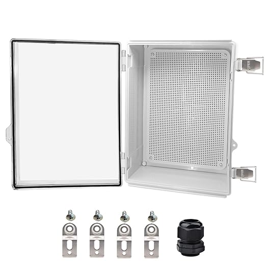 Waterproof Electrical Box, IP67 Junction Box Stainless Steel Latch Hinged Clear Cover Project Enclosure with Wall Bracket 14.6" x 10.6" x 5.9" by YETLEBOX