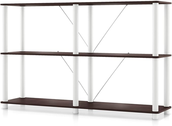 Homes: Inside + Out Apexa Modern 3-Tier Extra Wide Shelving Units, Collectibles Display Shelves, Easy Assembly Console Table, Home Storage Organizer for Living Room, Bedroom, Office, Espresso by HOMESInsideOut