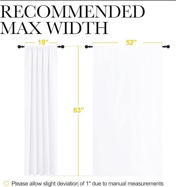 NICETOWN Bedroom Window Curtain Panels - Window Treatment Rod Pocket Drapes for Nursery (White, 2 Panels, 52" by 63") - Image 8