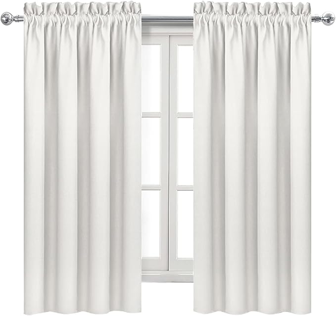 DWCN Blackout Curtains Thermal Insulated, Energy Saving & Noise Reducing Bedroom and Living Room Curtains, Ivory, W 38x L 72 Inch, Set of 2 Rod Pocket Curtain Panels - Image 9