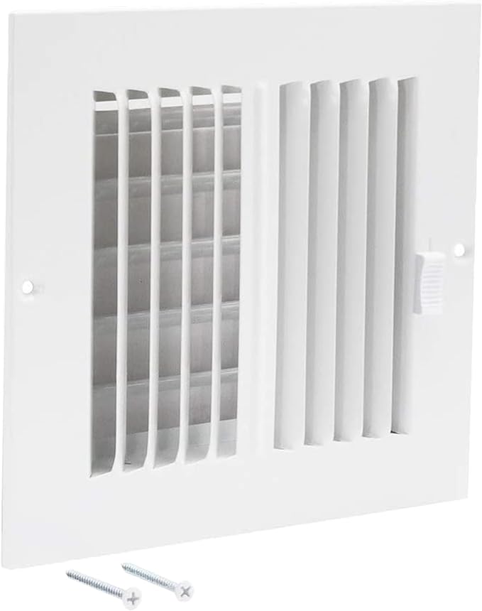 EZ-FLO 6 x 6 Inch (Duct Opening) Air Vent Cover for Wall or Ceiling, Two-Way Ventilation Register, Solid Steel HVAC Register Cover, White, 61660 by EZ-FLO