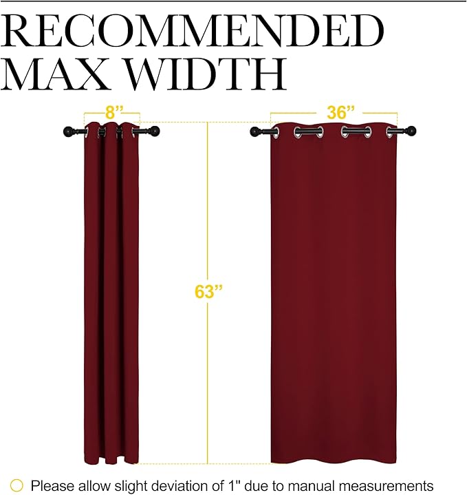 NICETOWN Holiday Christmas Decor Thermal Insulated Solid Grommet Blackout Curtains/Drapes for Living Room (1 Pair, 42 by 63 inches, Burgundy Red) - Image 7