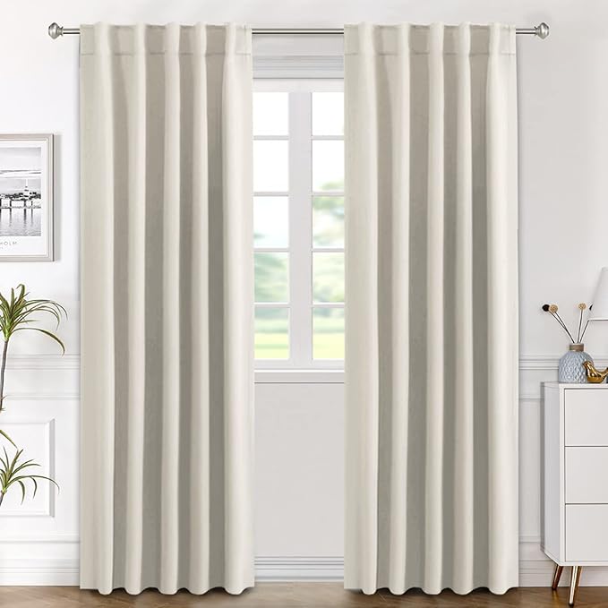 H.VERSAILTEX Light Reducing Curtains Thermal Insulated Window Treatment Panels Room Darkening Privacy Assured Drapes for Living Room Back Tab/Rod Pocket Bedroom Drapes 2 Panels, Ivory - 42 x 84 Inch by HVERSAILTEX
