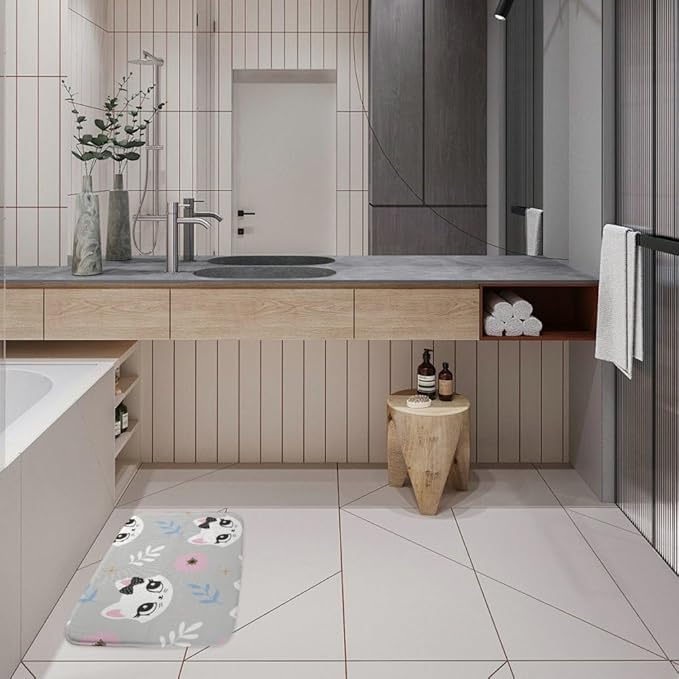 Cute Pet Animal Kitten Bow Runner Rug Bathroom Toilet Rugs Foot Mat Mats for Bathroom Anti Mold Water Absorption Non-Slip Rubber Backing Hot Tub Accessories Girls Cozy Home Boho Decor 18X30in - Image 7