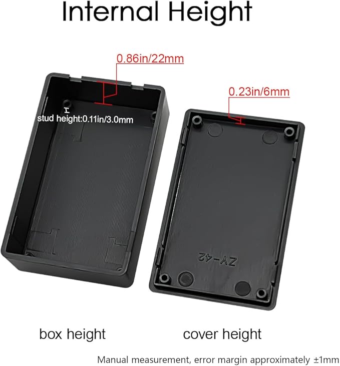 LeMotech Project Box 10 Pieces ABS Plastic Electrical Project Case Small Junction Box for Electronics Black 3.1 x 2.0 x 1.0 inch (80 x 50x 26 mm) - Image 4