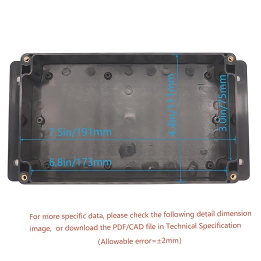 Zulkit Junction Box ABS Plastic Dustproof Waterproof IP65 Universal Electrical Boxes Project Enclosure with Fixed Ear Black 7.87 x 4.72 x 2.2 Inch (200 x 120 x 56 mm)(Pack of 2) - Image 5