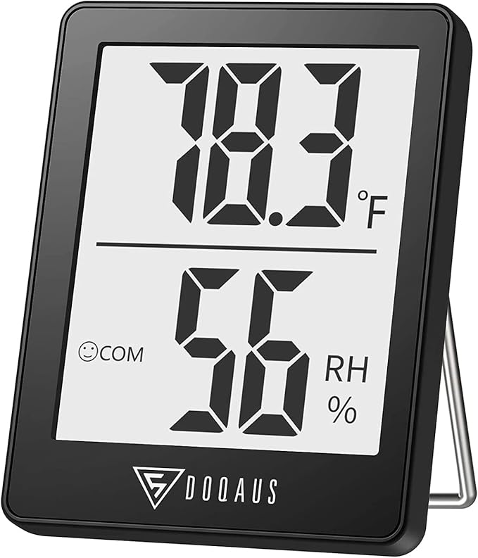 DOQAUS Digital Hygrometer Indoor Thermometer Humidity Meter Room Thermometer with 5s Fast Refresh Accurate Temperature Humidity Monitor for Home, Bedroom, Baby Room, Office, Greenhouse, Cellar (Black) by DOQAUS