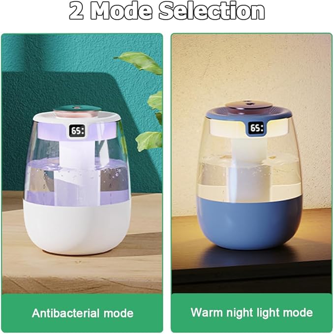 DONGKER Double Spray Humidifier,1L Silent USB Digital Display Humidifier with 2 Mist Modes & Night Light for Car Office Home Room - Image 9