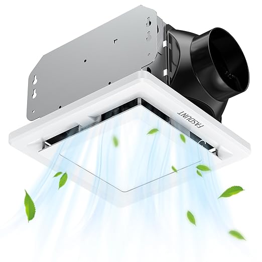 FASDUNT 2-in-1 Bathroom Exhaust Fan with Light, 1.0 Sones &110 CFM Upgraded Ventilation Fan Powerful Ventilation & Ultra Quiet, Suitable for Bathrooms, Shower, Office, Restroom Etc, ETL Listed by FASDUNT