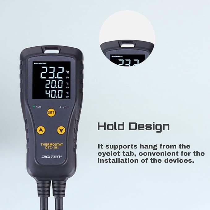 DIGITEN DTC101 Temperature Controller Digital Heat Mat Thermostat Greenhouse Thermostat Outlet Heating Cooling Temperature Control Seedlings Germination Rooting Fermentation Reptiles - Image 4