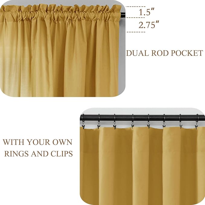L.Z.E Gold Light Filtering Curtains 72 Inch Length 2 Panels Set, Privacy Non-See-Through Semi Sheer Curtains for Living Room Nursery Doorway Divider, Rod Pocket Window Panels (55" W x 72" L) - Image 4