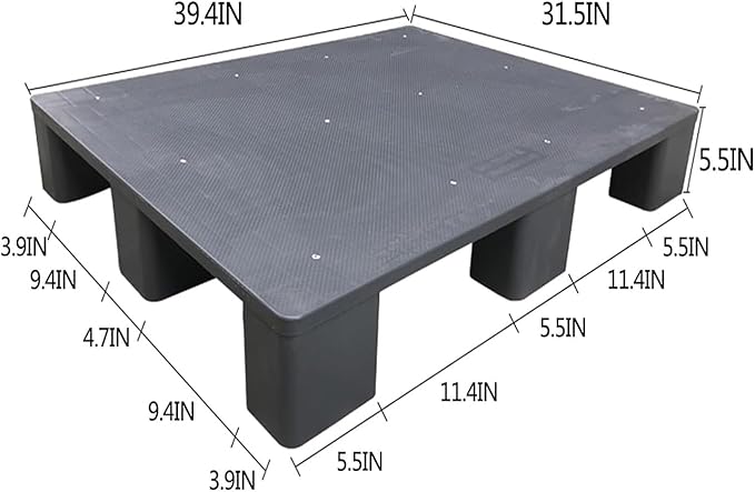 Waterproof Grid Ventilation Floor Pallet Small Warehouse Moisture Barrier Plastic Pallets Moisture Resistant for Logistics and Warehousing, Transportation Facilities(Gray-5 Set,39.4x31.5x5.5in) - Image 2