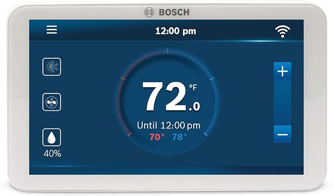 Bosch Large 5-Inch Full-Color Touch Screen Sleek Easy Setup Connected Control Smart Phone Wi-Fi Thermostat for 24V HVAC Systems with Bosch Connected Control App by BoschThermotechnology
