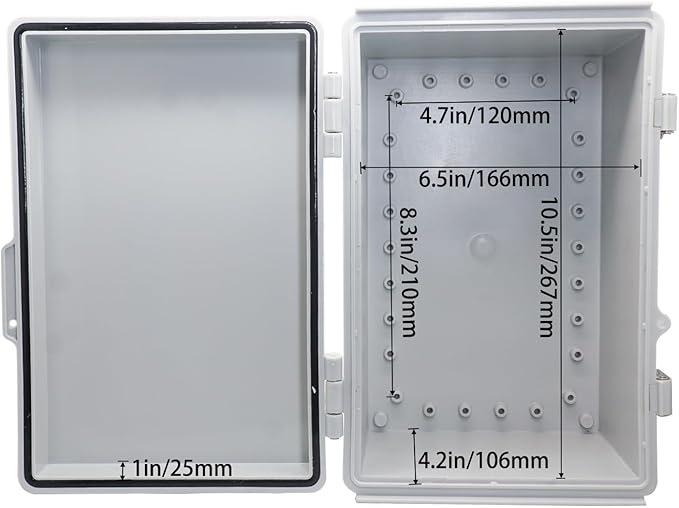 Waterproof Outdoor Electrical Box Junction Box Weatherproof IP67 ABS Plastic Enclosure Switch Router Project Box with Mounting Plate with Wall Bracket 2 Cable Glands Grey 11.4" x 7.5" x 5.5" - Image 6