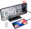 Projection Alarm Clock for Bedrooms Ceiling, Digital Clock Radio with USB Charger Port, Temperature & Humidity Display, 7.3” Large LED Display,12/24H,Snooze,Dual Loud Clock- 4 Dimmer by Hanaix
