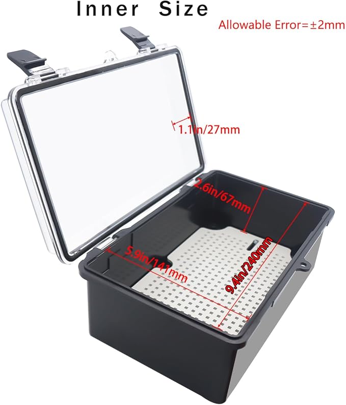 Junction Box, Hinged Black Clear Cover IP67 Waterproof ABS Project Box with Mounting Plate Electrical Box Enclosure with Wall Bracket 10.2 x 6.3 x 4.3inch(260x160x110mm) - Image 3