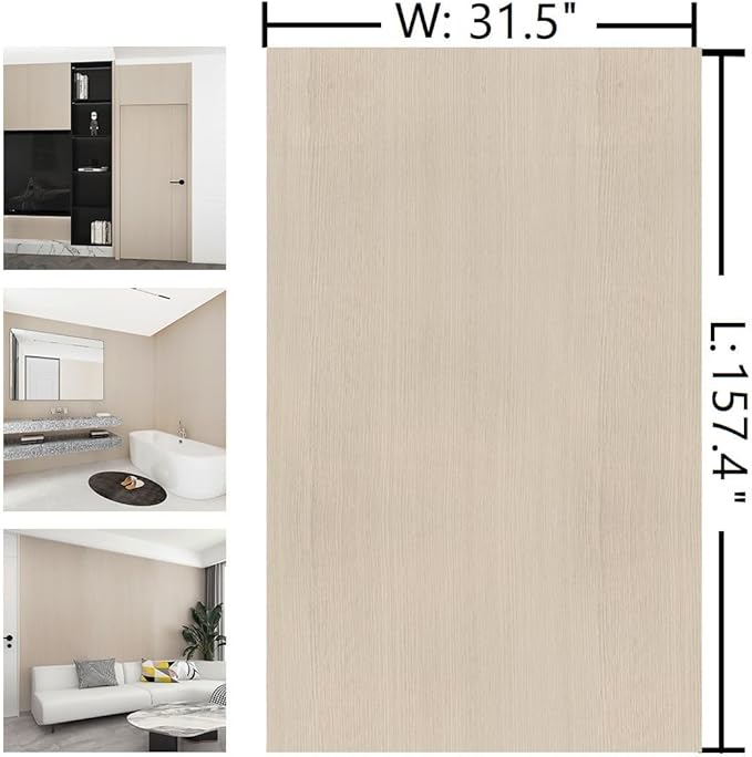 31.5"x157" Large Size Peel and Stick Wallpaper Beige Wood Look Contact Paper for Walls Furniture Waterproof Wood Vinyl Film for Bathroom Bedroom Living Room Kitchen Temporary Modern Wallpaper - Image 7