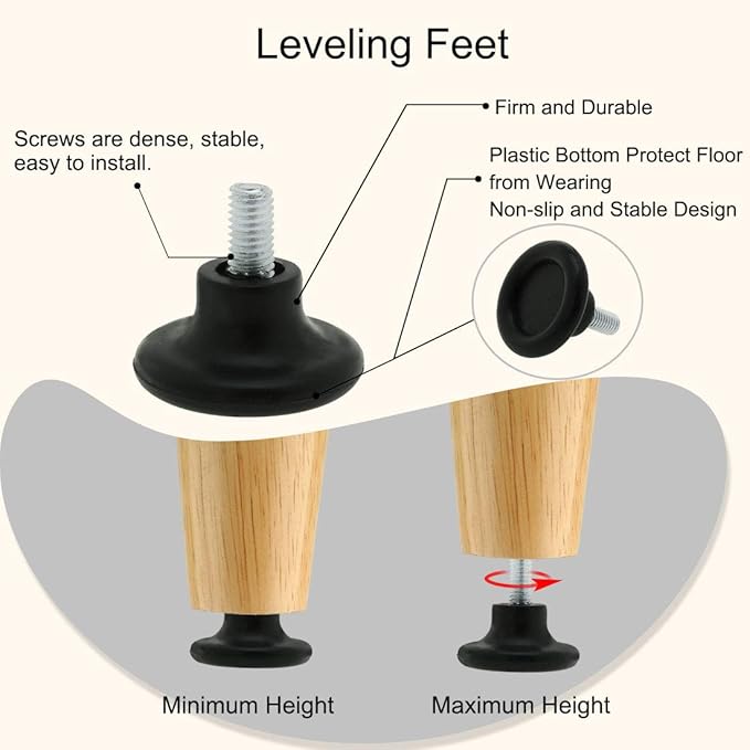 uxcell M8 x 18 x 45mm Screw on Furniture Glide Leveling Feet Floor Protector Plastic Pad Adjuster for Cabinet Chair Leg 2 Pack - Image 4