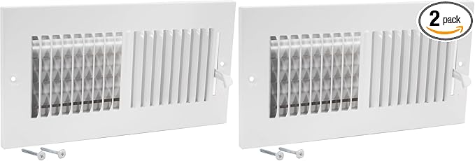 EZ-FLO 10 x 4 Inch (Duct Opening) Air Vent Cover for Wall or Ceiling, Two-Way Ventilation Register, Solid Steel HVAC Register Cover, White, 61609 (Pack of 2) by EZ-FLO