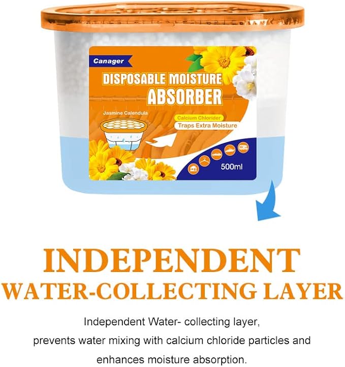 CANAGER Moisture Absorber Box - 6 Packs, 12.5 oz Cup, Jasmine Calendula, Odor Eliminator and Dehumidifier for Closet, Bedroom and Kitchen. - Image 5