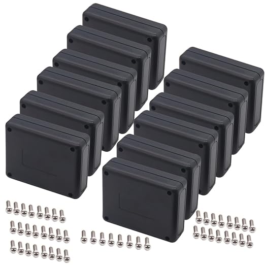 Zulkit 12 Packs Project Boxes ABS Plastic Electrical Project Case Power Junction Box Black 3.54 x 2.76 x 1.10 inch (90 x 70 x 28 mm) by Zulkit