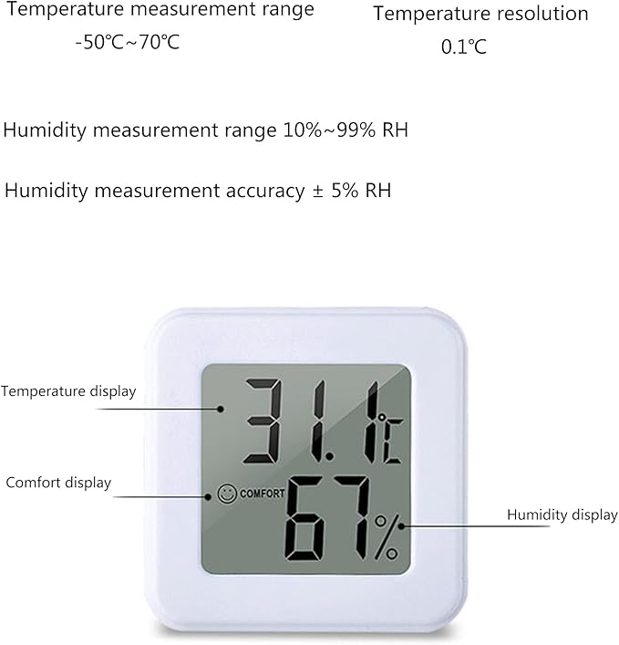 Muloo Digital Hygrometer Indoor Thermometer Humidity Meter Room Thermometer Accurate Temperature Humidity Monitor for Home Temperature and Humidity Meter Pink - Image 7
