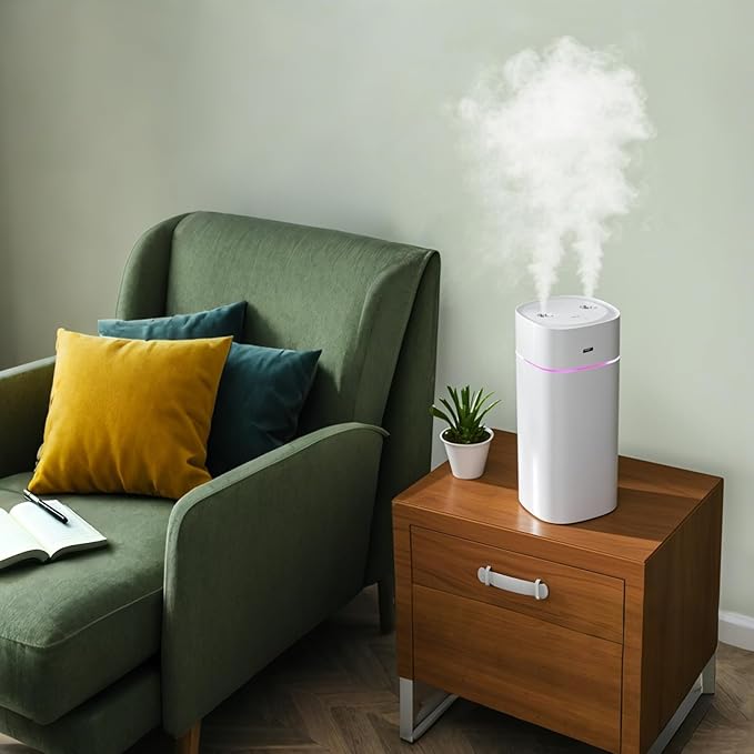 ​​JORMEY Mini Portable Humidifiers-Quiet Cool Mist Humidifier with Soft LED Ring, 600ml Desktop Humidifier, Easy to Fill and Clean for Home, Office or Bedroom, Compact & Stylish - Image 3