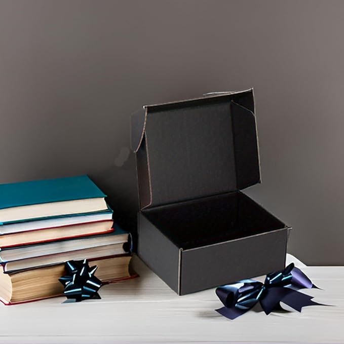 Small Shipping Boxes 9x6x4 Inch (25 Pack) - Sturdy Black Corrugated Cardboard Boxes for Small Business, Ecommerce, Mailing & Packaging | Recyclable Gift & Storage Boxes - Image 4