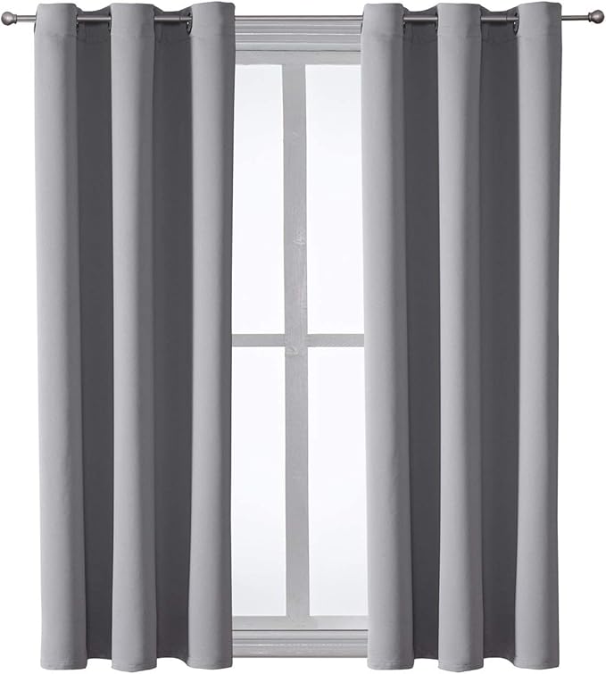 ChrisDowa Grommet Blackout Curtains for Bedroom and Living Room - 2 Panels Set Thermal Insulated Room Darkening Curtains (Light Grey, 42W x 63L) - Image 7