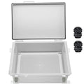 Zulkit Junction Box,IP67 Waterproof Electrical Box Hinged Cover Stainless Steel Buckle Plastic Enclosure for Project w Mounting Plate Wall Bracket and 2 Cable Gland Grey 13.8"x9.8"x5.9"/350x250x150mm by Zulkit