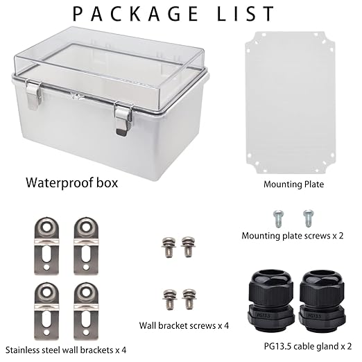 Outdoor Waterproof Electrical Box Junction Box Weatherproof IP67 ABS Plastic Enclosure Switch Router Project Box Electronics Enclosure with Mounting Plate Wall Bracket Clear 11.8"x7.9"x6.7" - Image 4