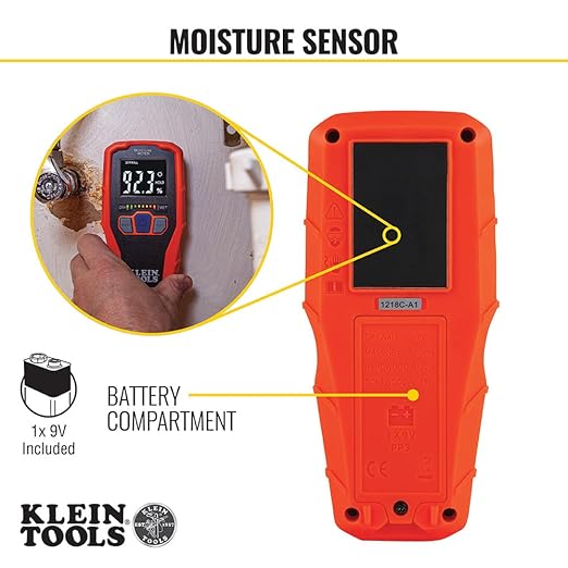 Klein Tools ET140 Pinless Moisture Meter for Non-Destructive Moisture Detection in Drywall, Wood, and Masonry; Detects up to 3/4-Inch Below Surface - Image 5