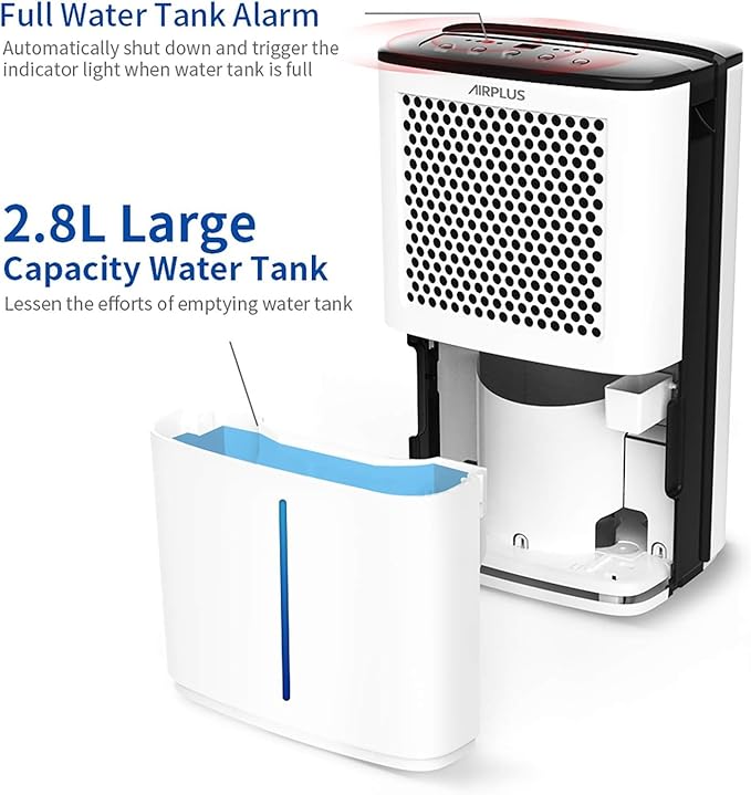 AIRPLUS 4500 Sq. Ft Dehumidifiers for Home, 70 Pints Dehumidifier for Basement with Drain Hose, Continuous Drainage, Intelligent Humidistat, Dehumidifier for bathroom, bedroom, Large Room - Image 7
