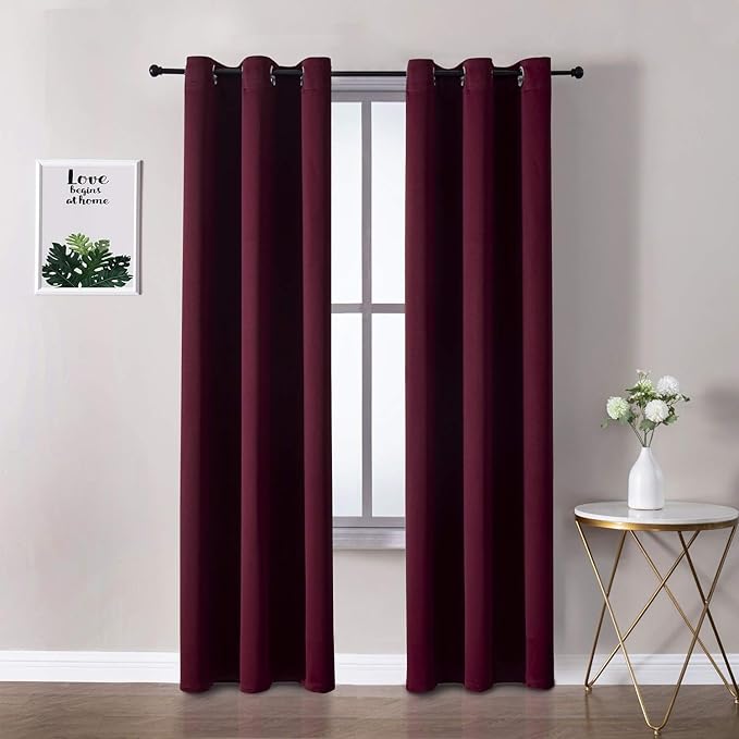 ChrisDowa Burgundyout Curtains 72 inches Long for Bedroom - 2 Panels Set Grommet Thermal Insulated Room Darkening Curtains for Living Room (Burgundy, 42 x 72 Inch) by ChrisDowa