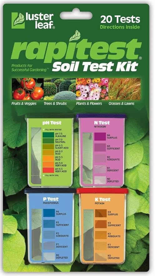 Rapitest Soil Test Kit for Gardens,Vegetables,Flowers and Lawns. USA designed and assembled soil tester completely,quickly & accurately measures/analyzes-soil pH acidity & garden nutrients(Pack of 6) by LusterLeaf