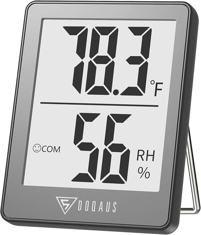 DOQAUS Digital Hygrometer Indoor Thermometer Room Thermometer with 5s Fast Refresh Temperature Humidity Monitor for Bed Room, Baby Room, Basement, Greenhouse, Office (Grey) by DOQAUS